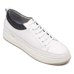 5 CM / 1.95 Inches - CMR Chamaripa® Casual Tall Men Shoes - Elevator Sneaker For Men - White Leather Men‘s Taller Shoes