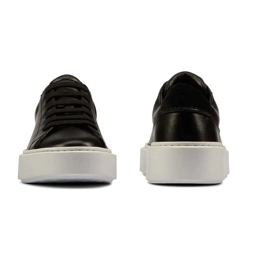 7 CM / 2.76 Inches - CMR CHAMARIPA Elevator Sneakers -Women's Wedge Sneakers - Black Leather Sneakers That Add Height