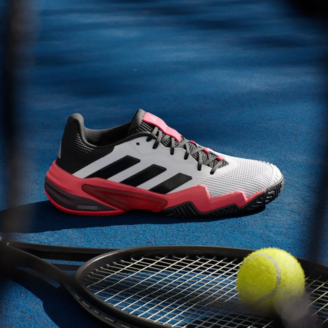 Adidas Barricade 13 All Court Tennis Shoe (Mens) - Cloud White/Core Black/Lucid Red