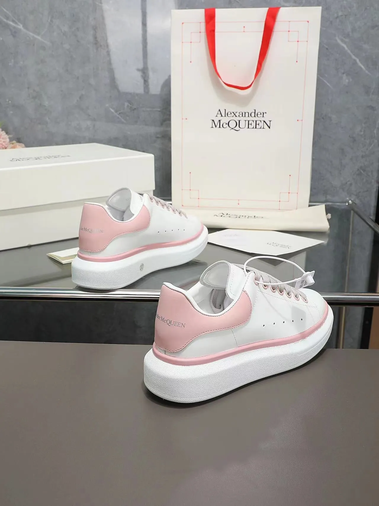 ALMC Pink and White Oversized  Sneakers-035