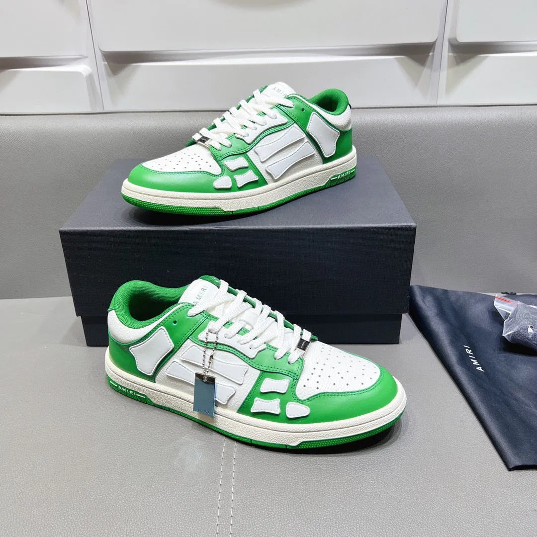 AMR Skel Top Low White and Green Sneakers-154