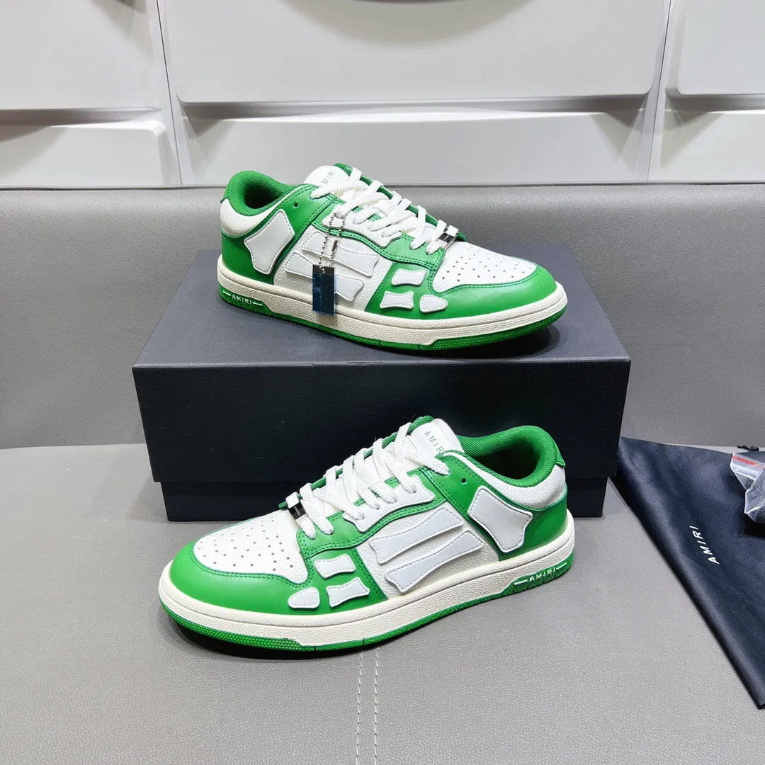 AMR Skel Top Low White and Green Sneakers-154