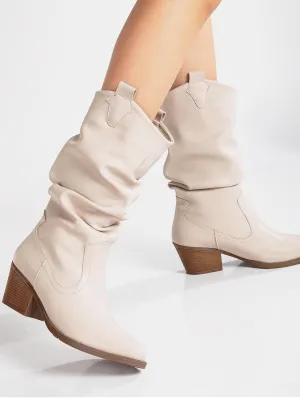 Bonnie Vegan Leather Western Boots | White