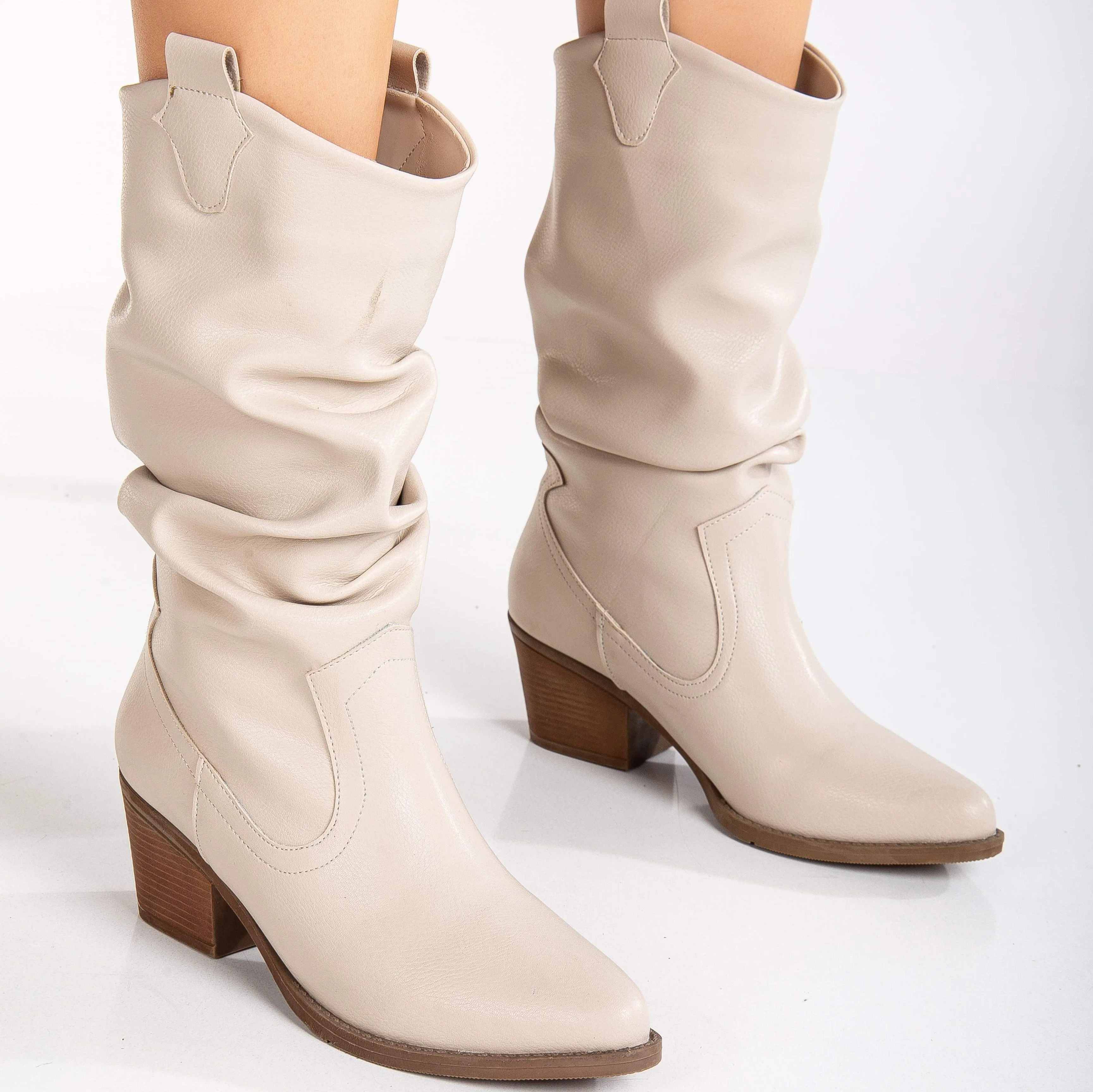 Bonnie Vegan Leather Western Boots | White