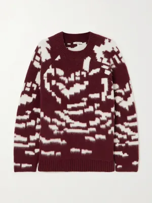 Burgundy printed wool sweater