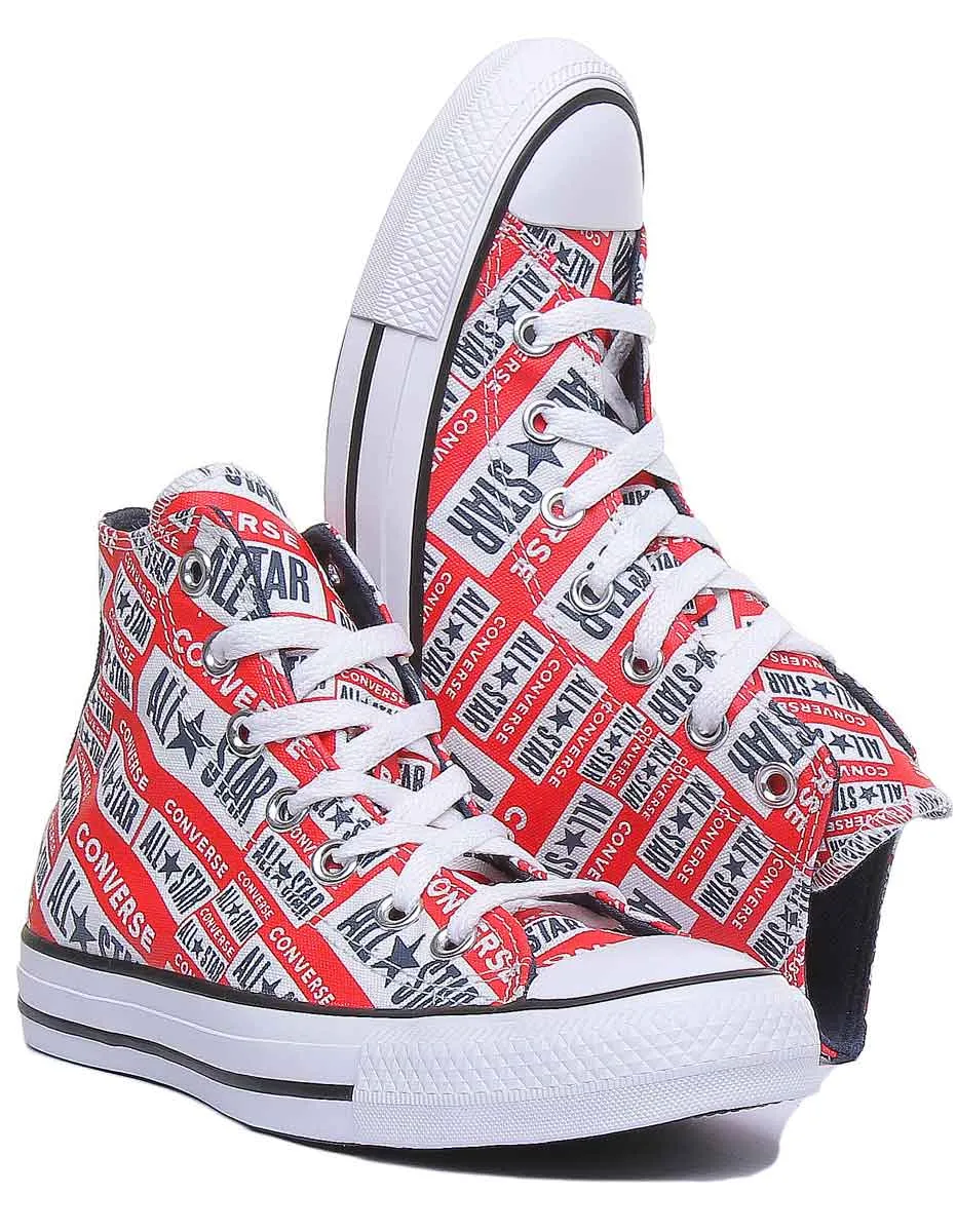 Converse 166984C CT All Star Logo All Over Hi Trainer In White Multi For Women