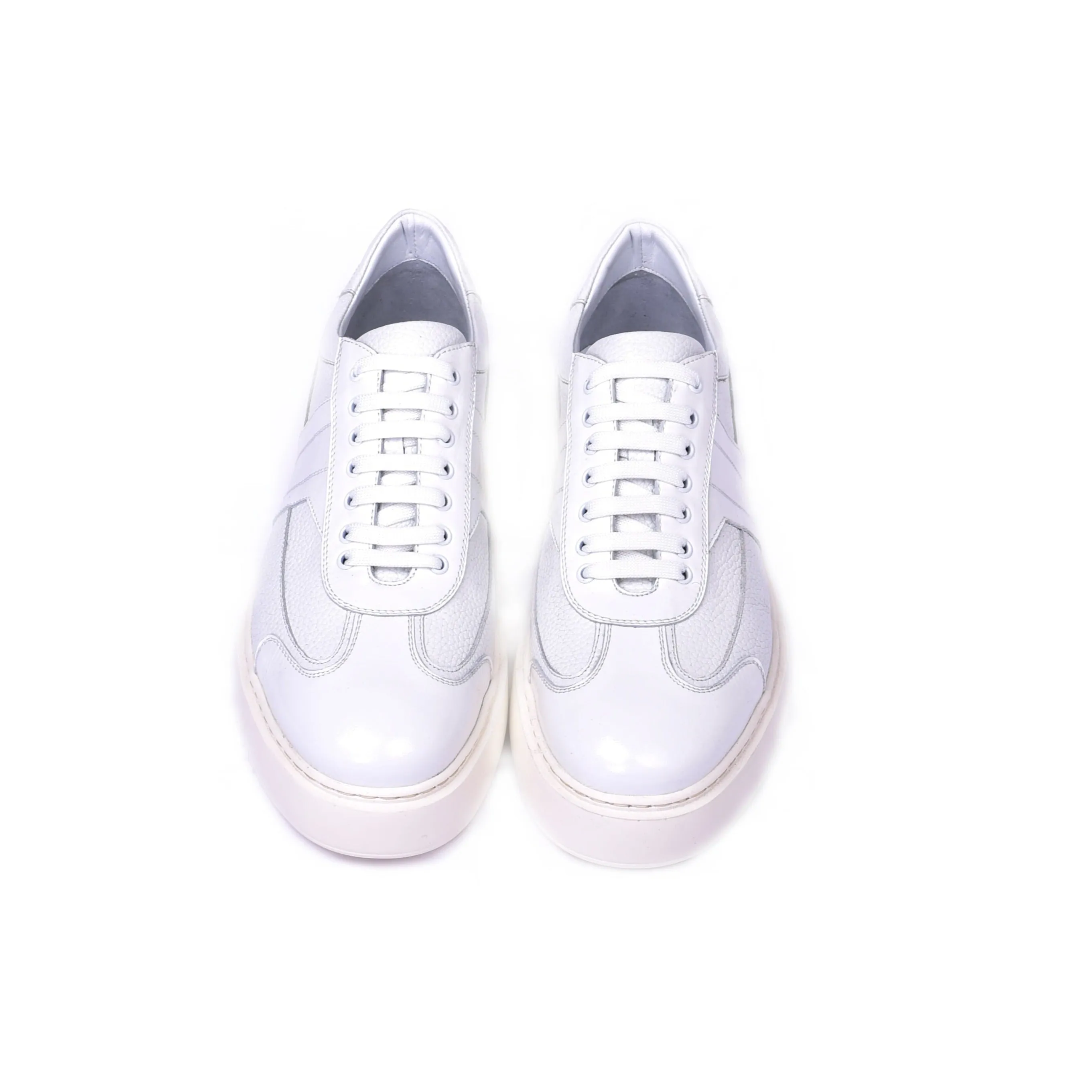 Corrente C0013014-5769 Men's Shoes White Combination Calf-Skin Leather Casual Sneakers (CRT1470)