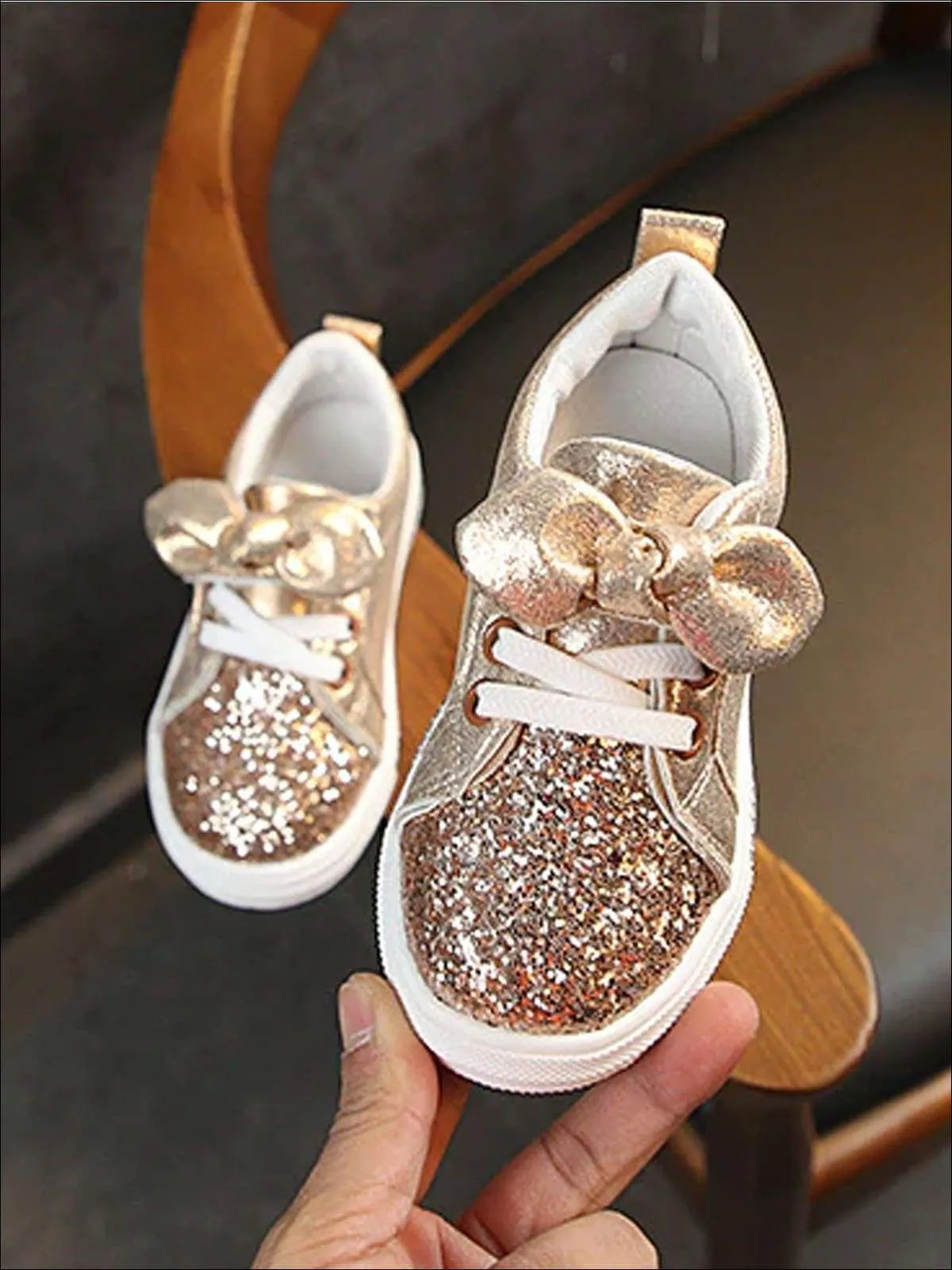 Girls Glitter Bow Princess Sneakers By Liv and Mia