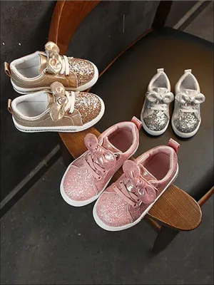 Girls Glitter Bow Princess Sneakers By Liv and Mia