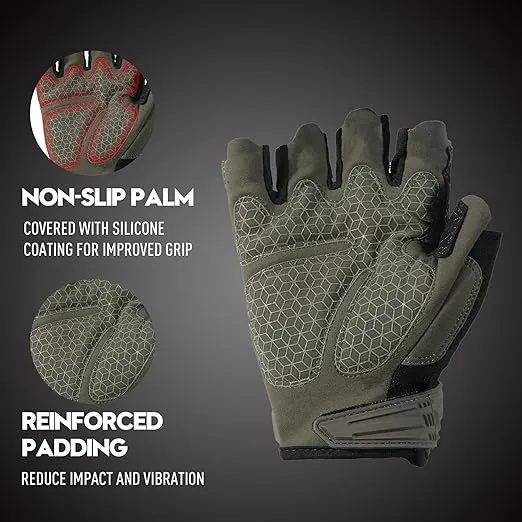 HANDLANDY Tactical Impact Gloves Fingerless Utility Trucker 6265