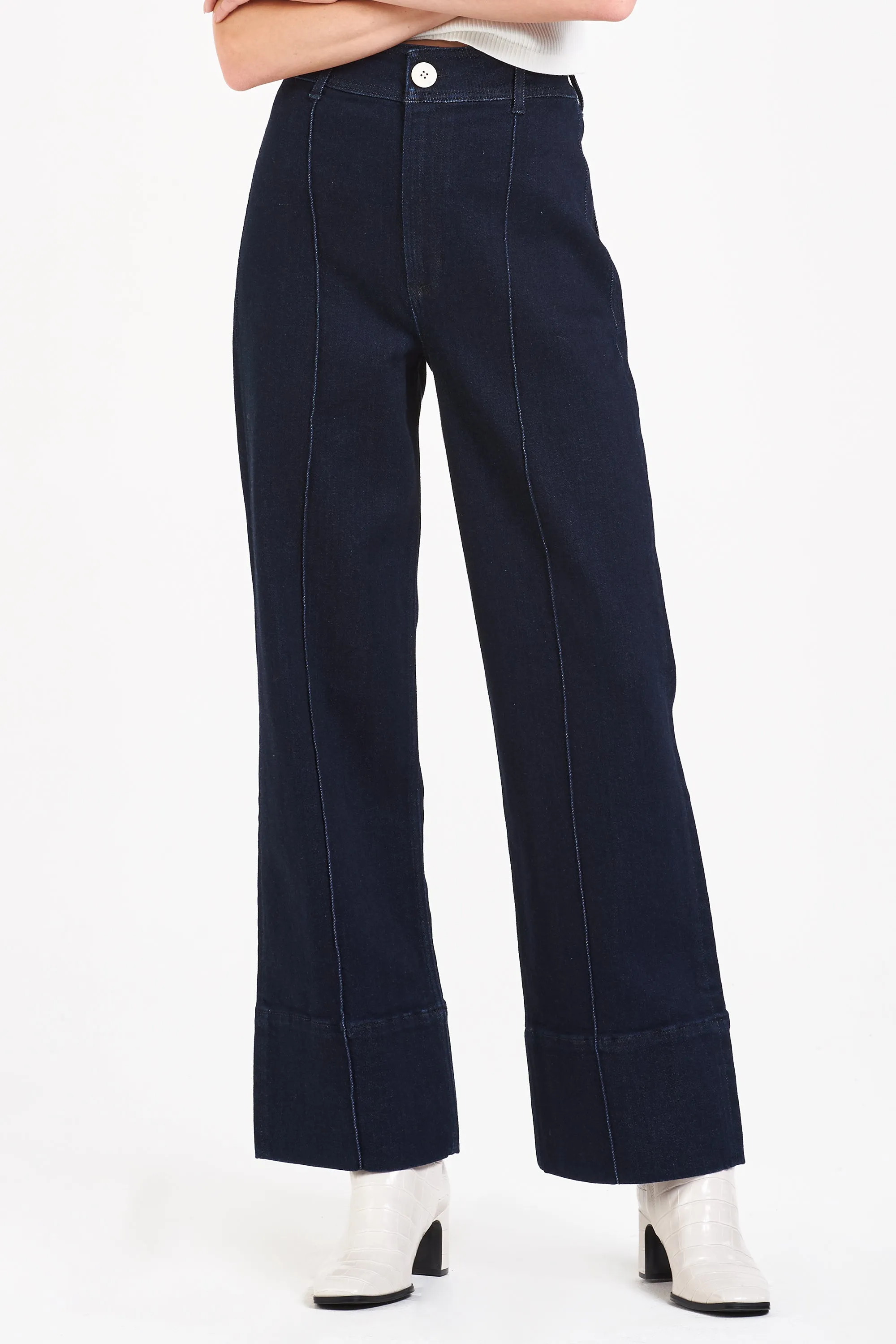 HOLLY SUPER HIGH RISE ANKLE STRAIGHT JEANS DEEP BLUE