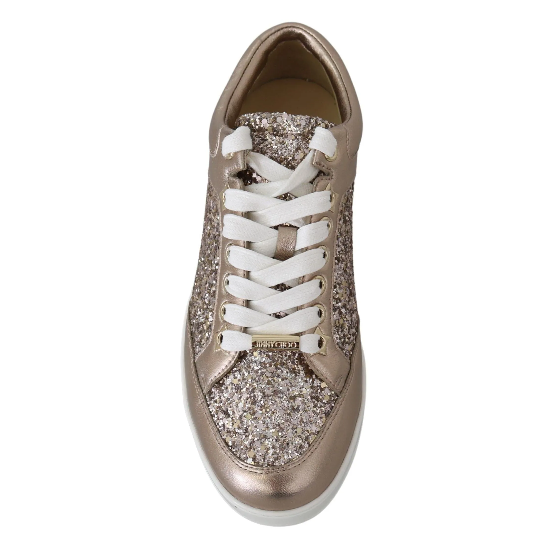 Jimmy Choo Ballet Pink Glitter Leather Sneakers