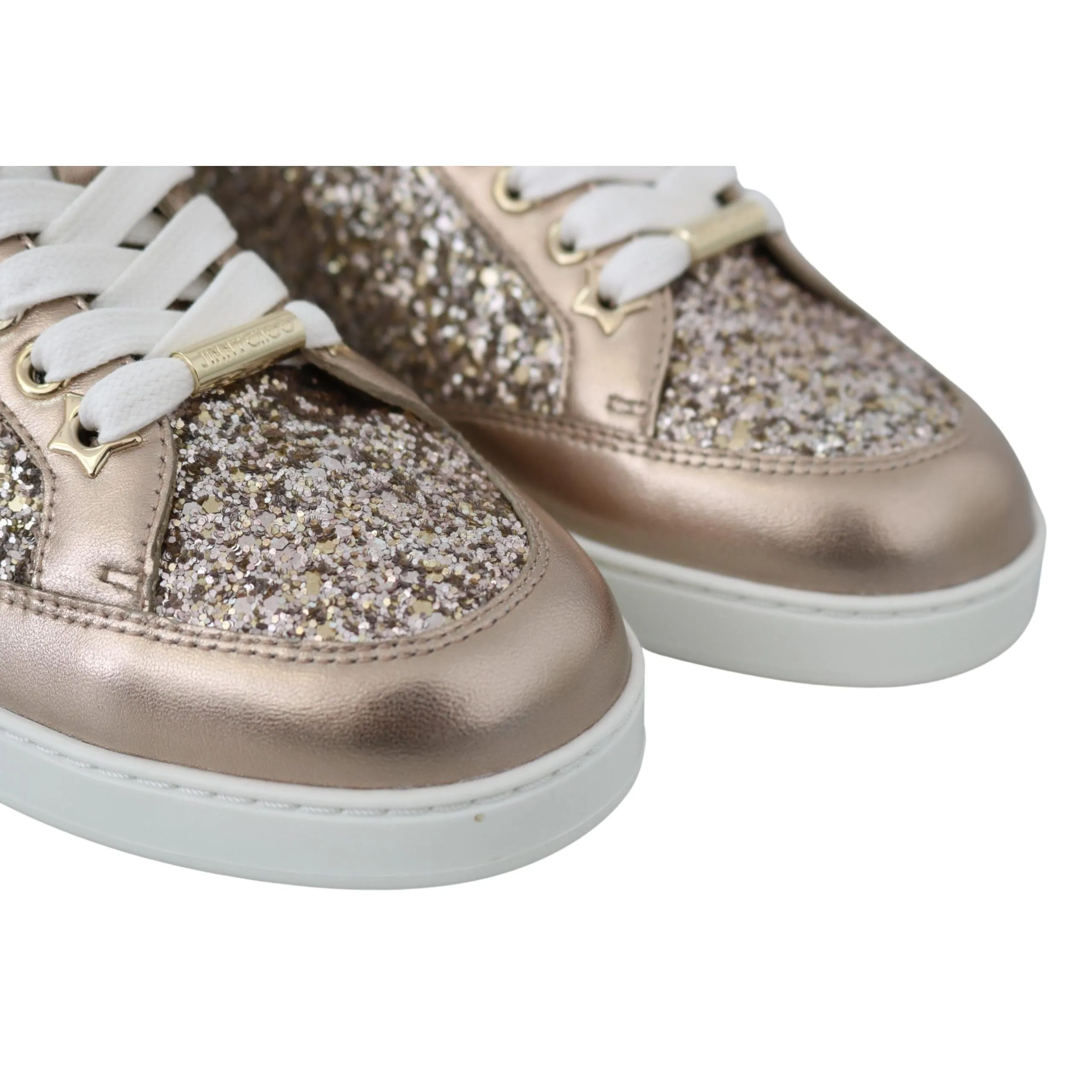 Jimmy Choo Ballet Pink Glitter Leather Sneakers