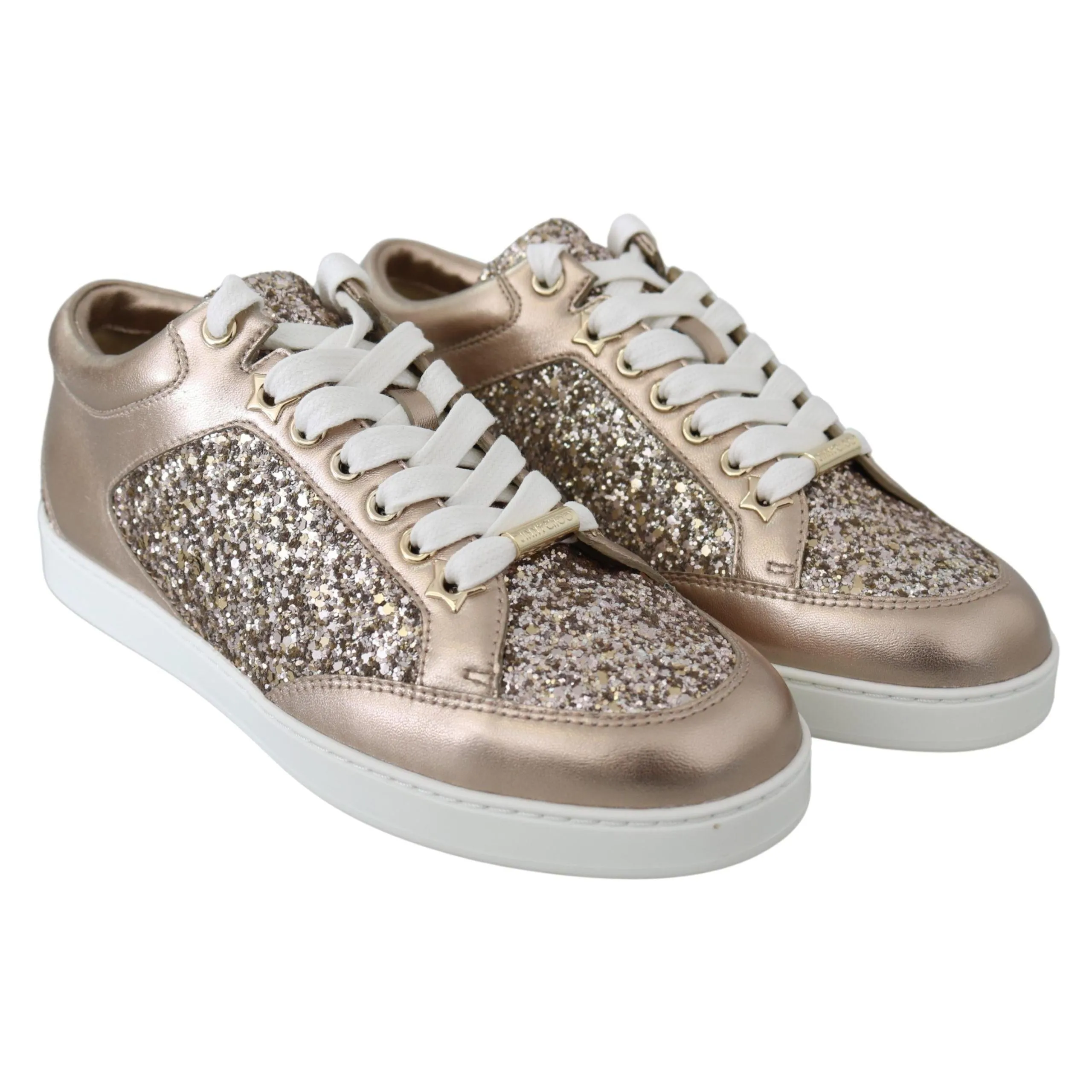 Jimmy Choo Ballet Pink Glitter Leather Sneakers