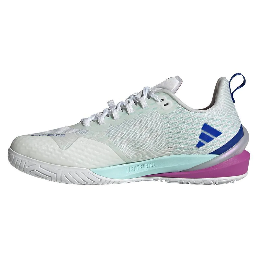 Men's adizero Cybersonic Tennis Shoes White and Lucid Blue