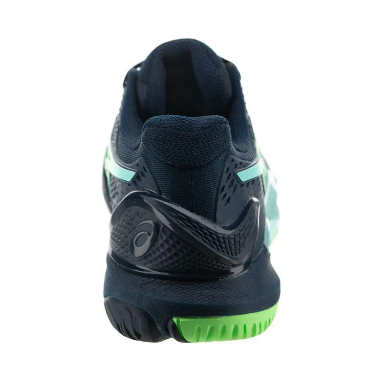 Men`s Gel-Resolution 9 Tennis Shoes Navy Blue Lime Burst