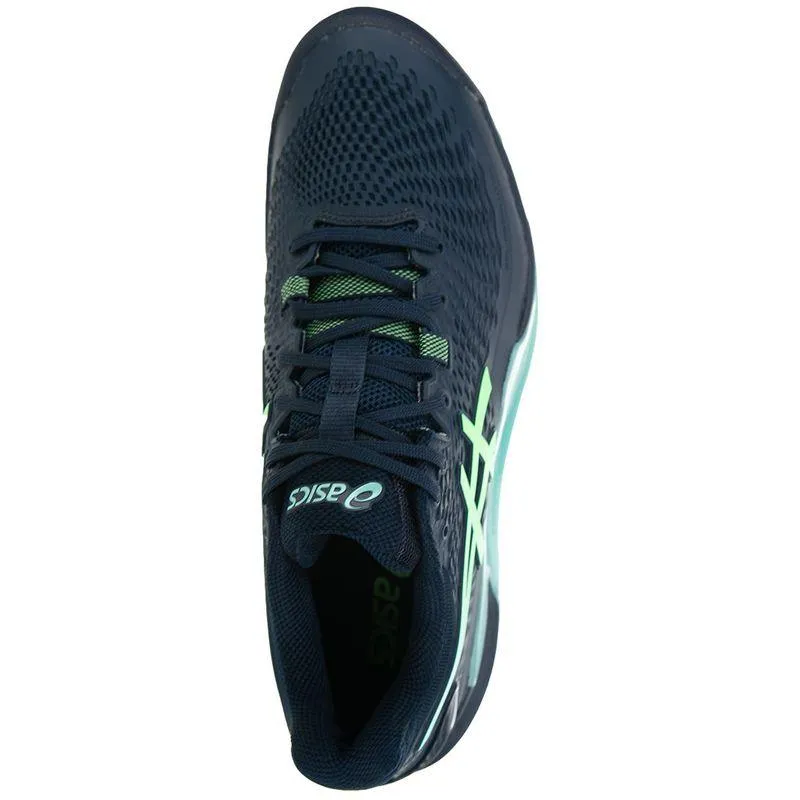 Men`s Gel-Resolution 9 Tennis Shoes Navy Blue Lime Burst