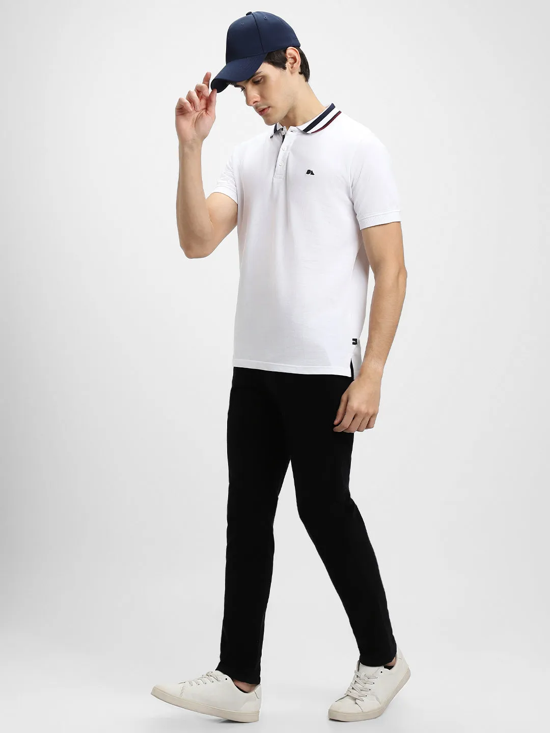 Men's Polo Regular Fit Solid White T-shirt