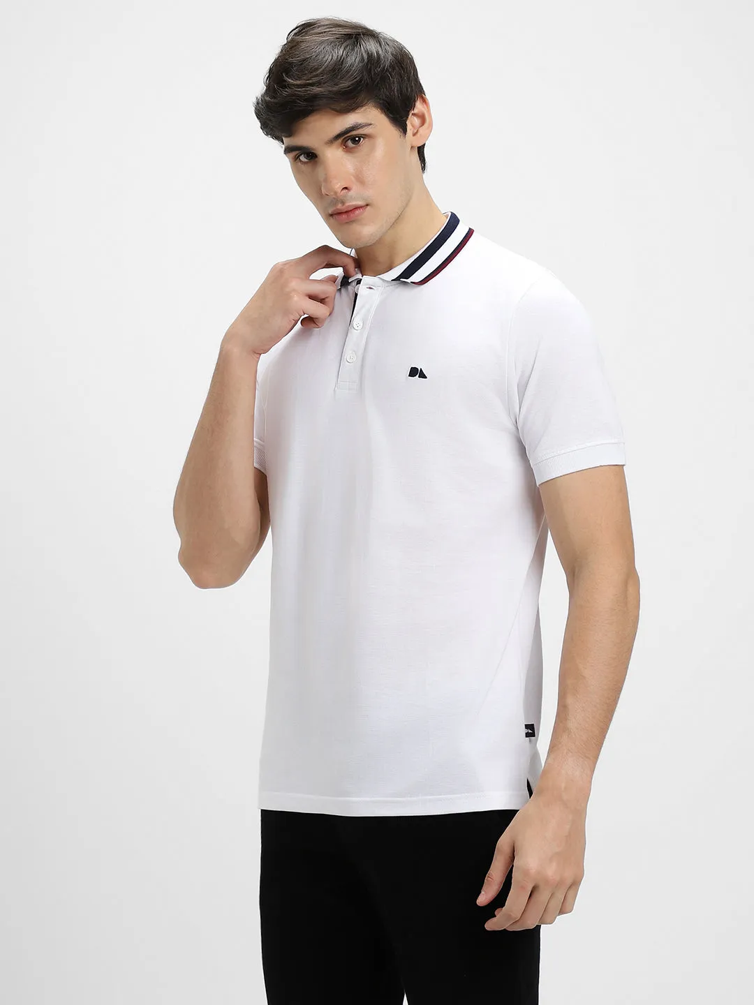 Men's Polo Regular Fit Solid White T-shirt