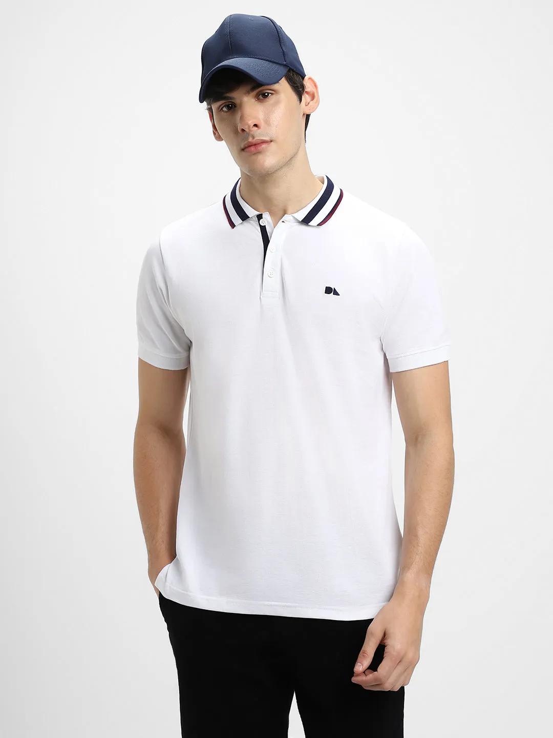 Men's Polo Regular Fit Solid White T-shirt