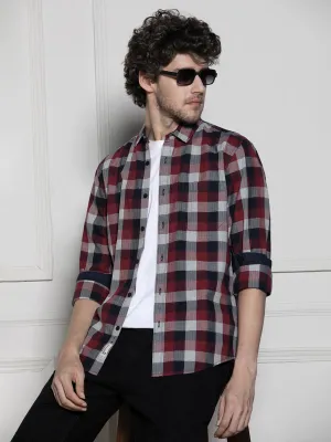 Men's Red Buffalo Checks Casual Cotton Shirt