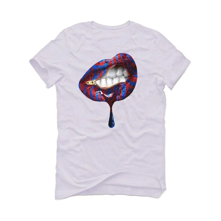 Night Maroon and Team Royal White T-Shirt (LIPS UNSEALED)