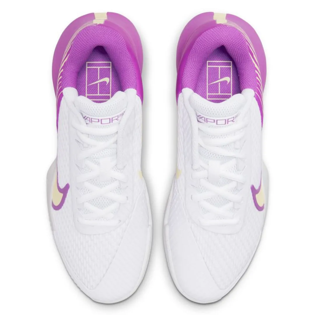 Nike Air Zoom Vapor Pro 2 HC Women Hard-Court Tennis Shoes - White/Citron Tint-Fuchsia Dream-Earth