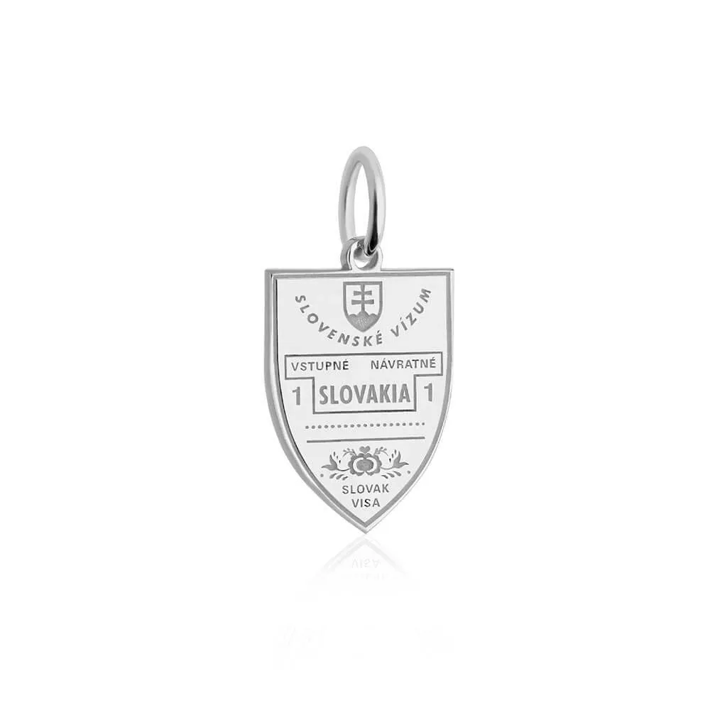 Slovakia Passport Stamp Charm Silver