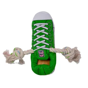 Squeaking Comfort PLUSH SNEAKER Dog Toy - Green