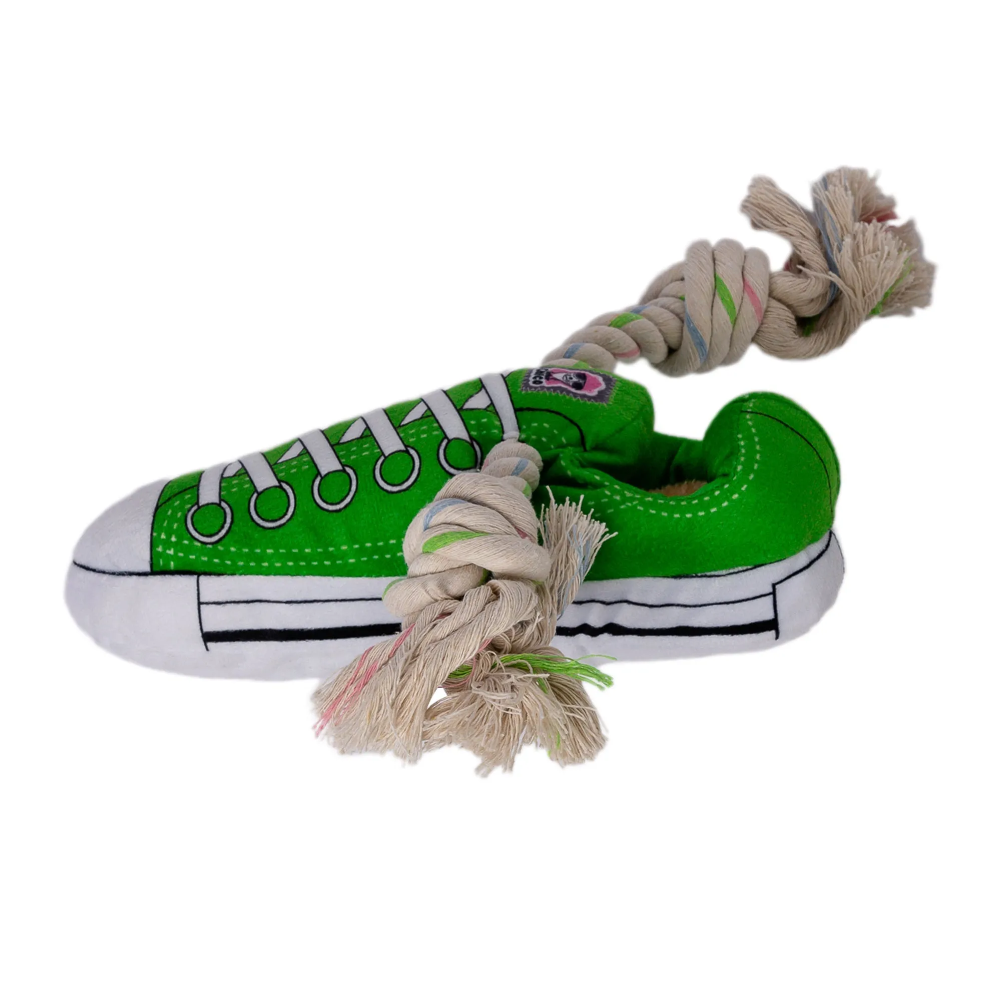 Squeaking Comfort PLUSH SNEAKER Dog Toy - Green