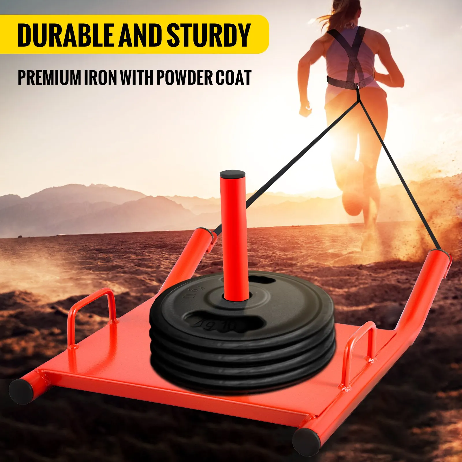 VEVOR Weight Sled Push Pull Heavy High Training Sled Drag Fitness HD Power Speed Training Sled (Red)