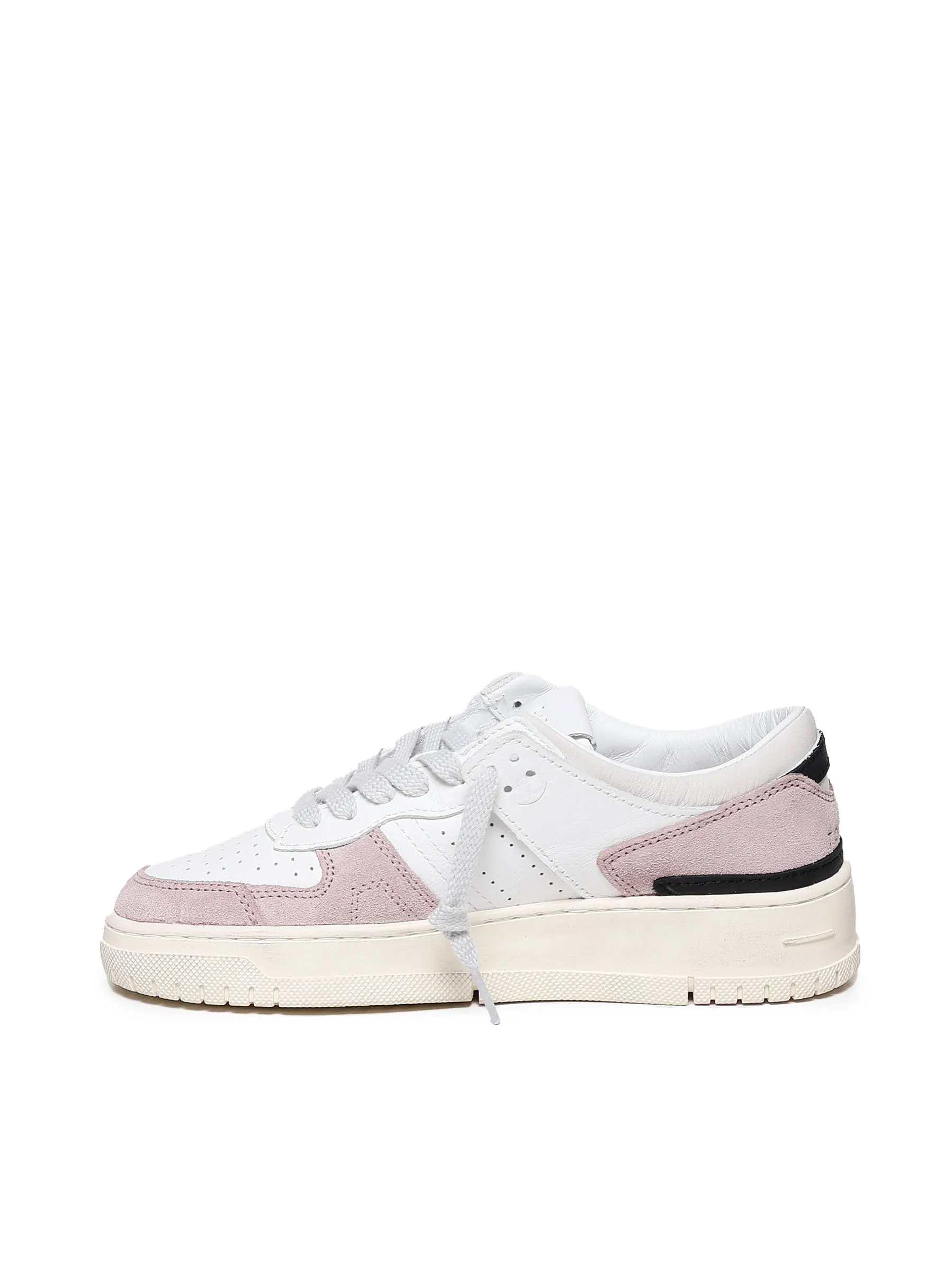 White and Pink Leather Sneakers