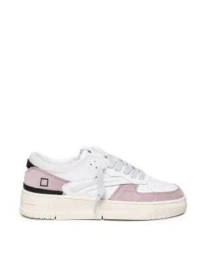 White and Pink Leather Sneakers