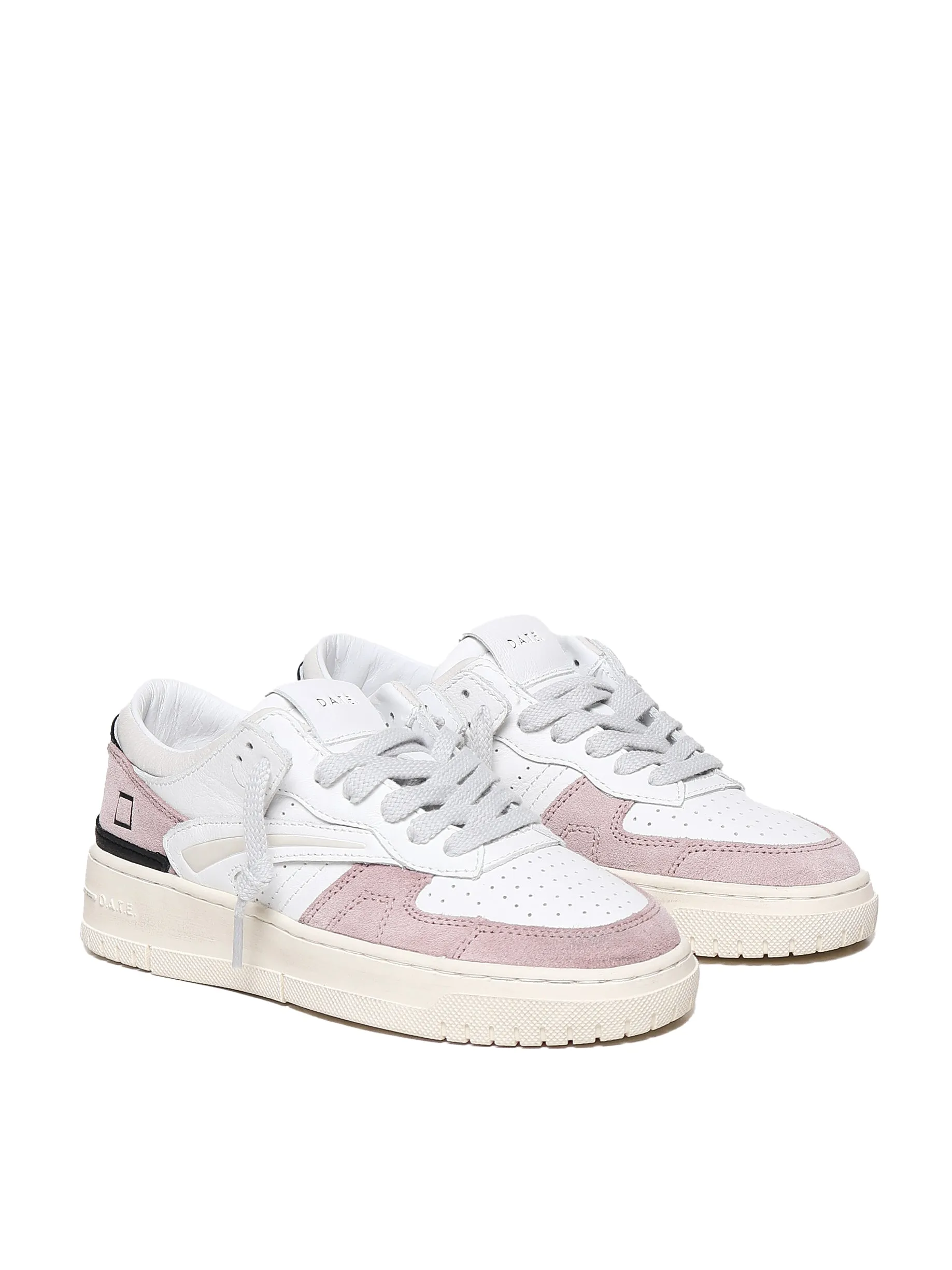 White and Pink Leather Sneakers