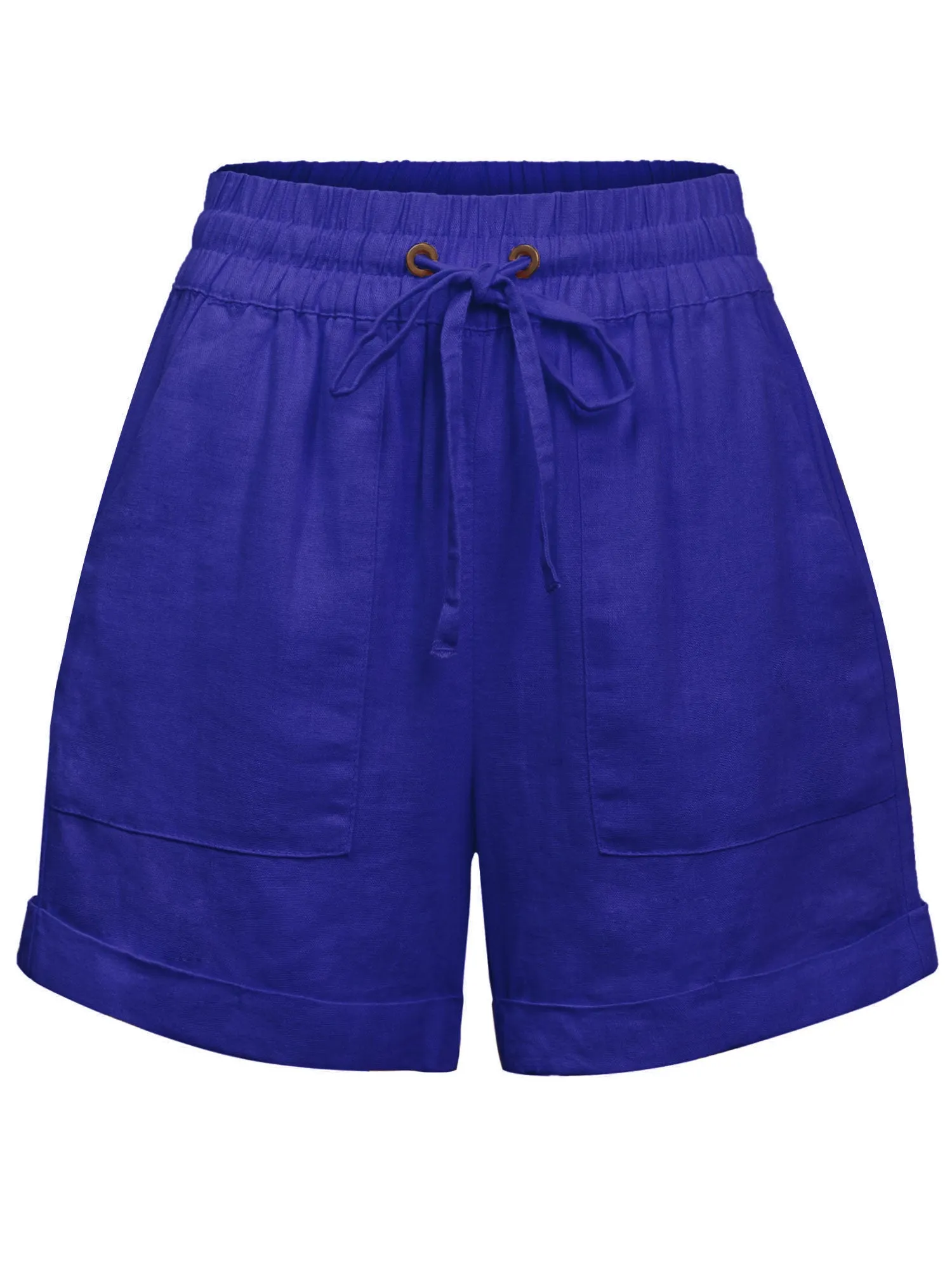 Womens Lightweight Linen Shorts with Drawstring and Pockets