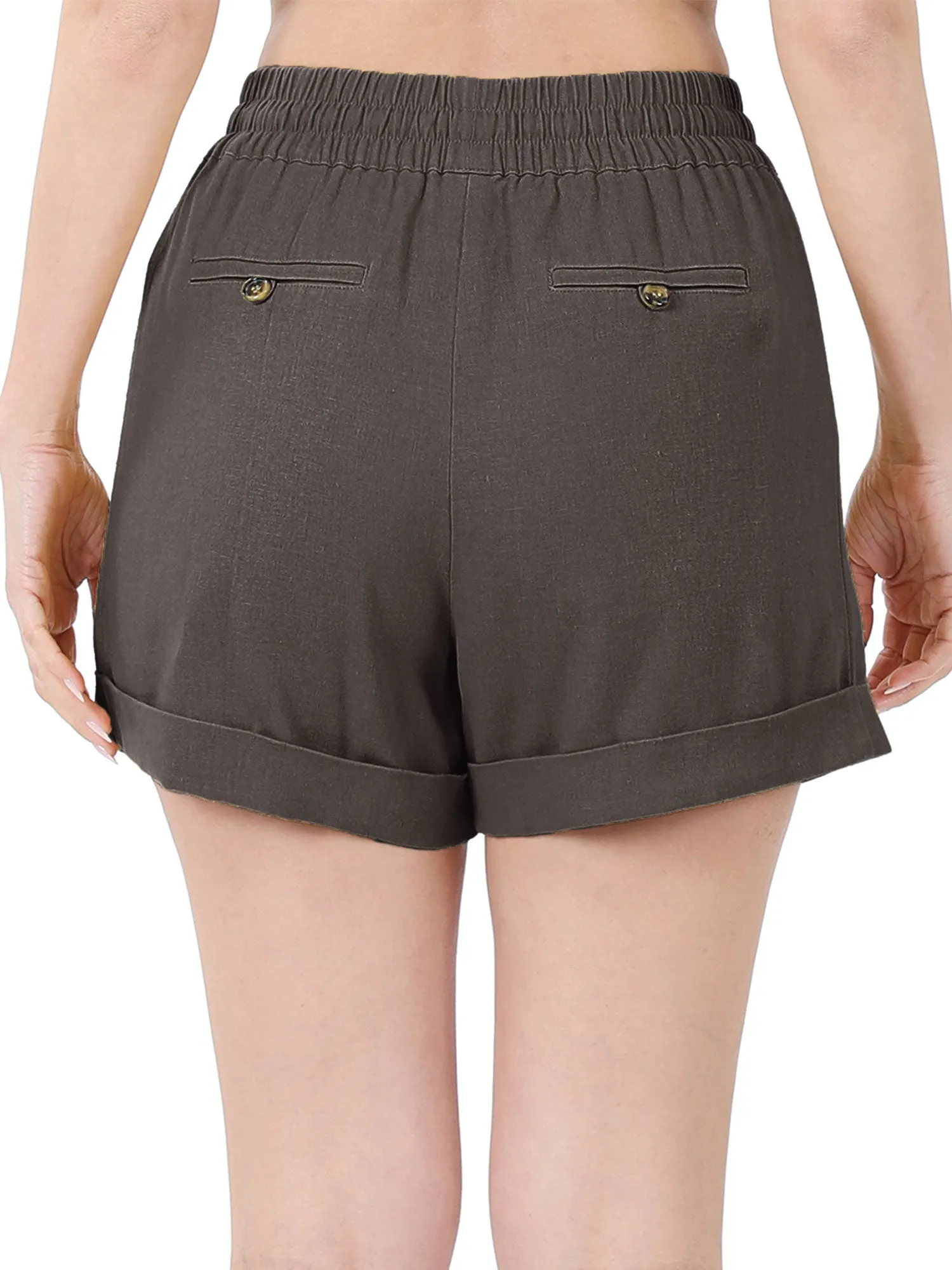 Womens Lightweight Linen Shorts with Drawstring and Pockets