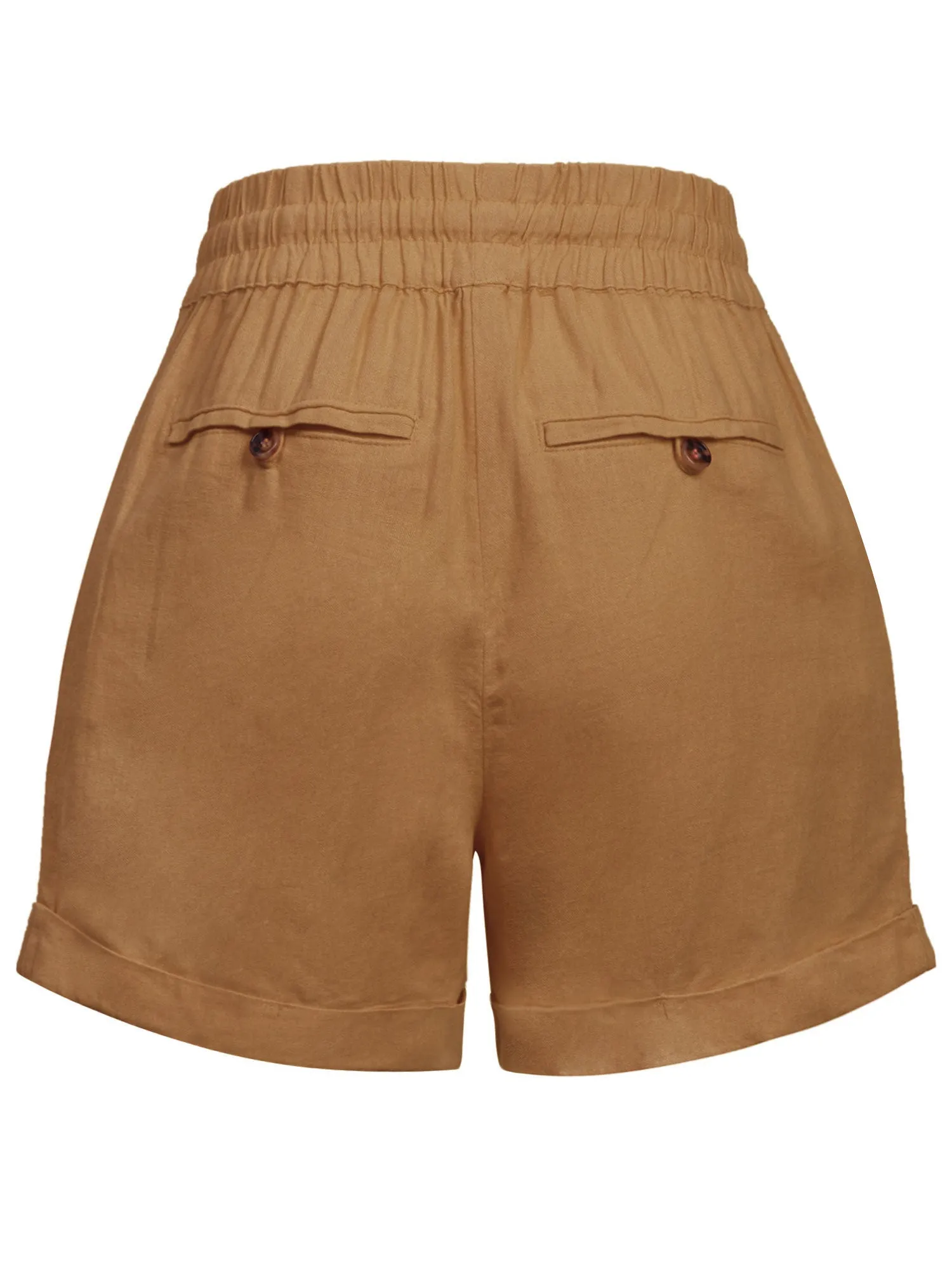 Womens Lightweight Linen Shorts with Drawstring and Pockets