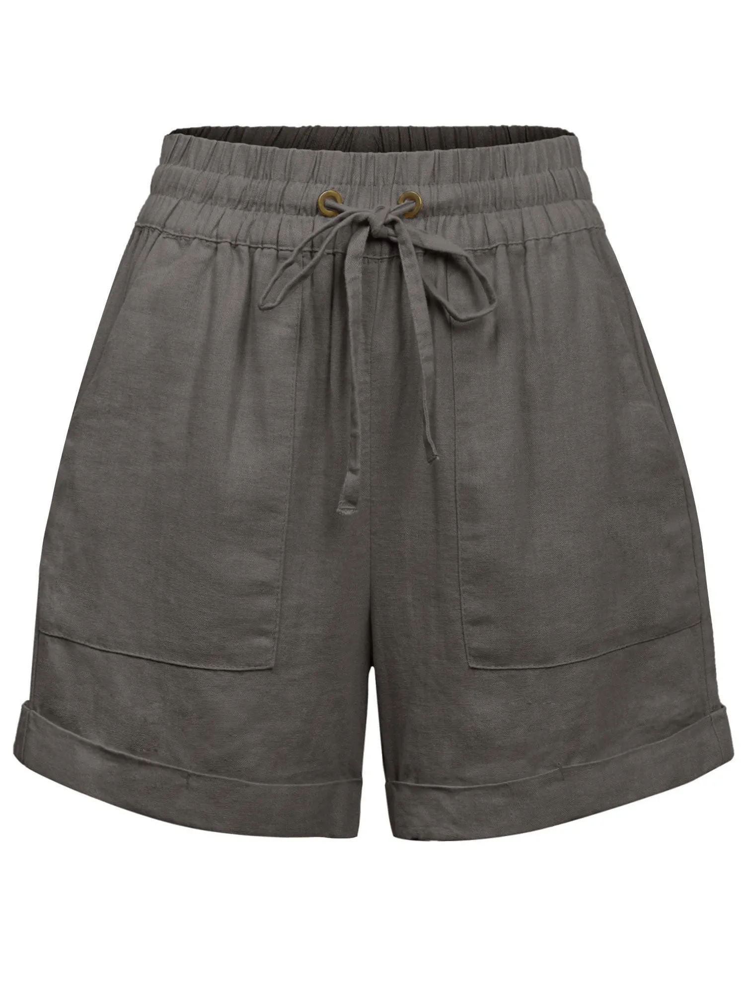 Womens Lightweight Linen Shorts with Drawstring and Pockets