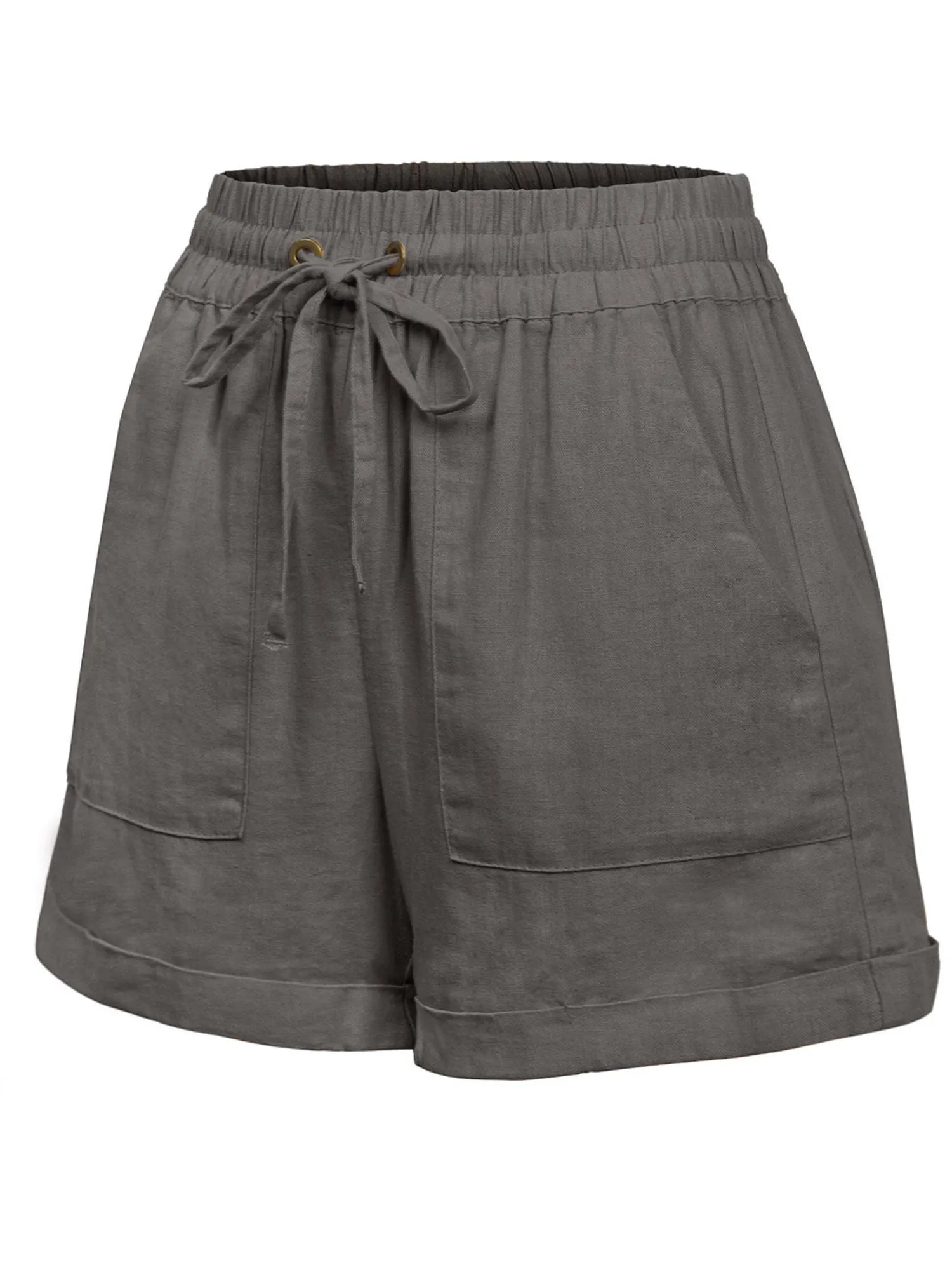 Womens Lightweight Linen Shorts with Drawstring and Pockets