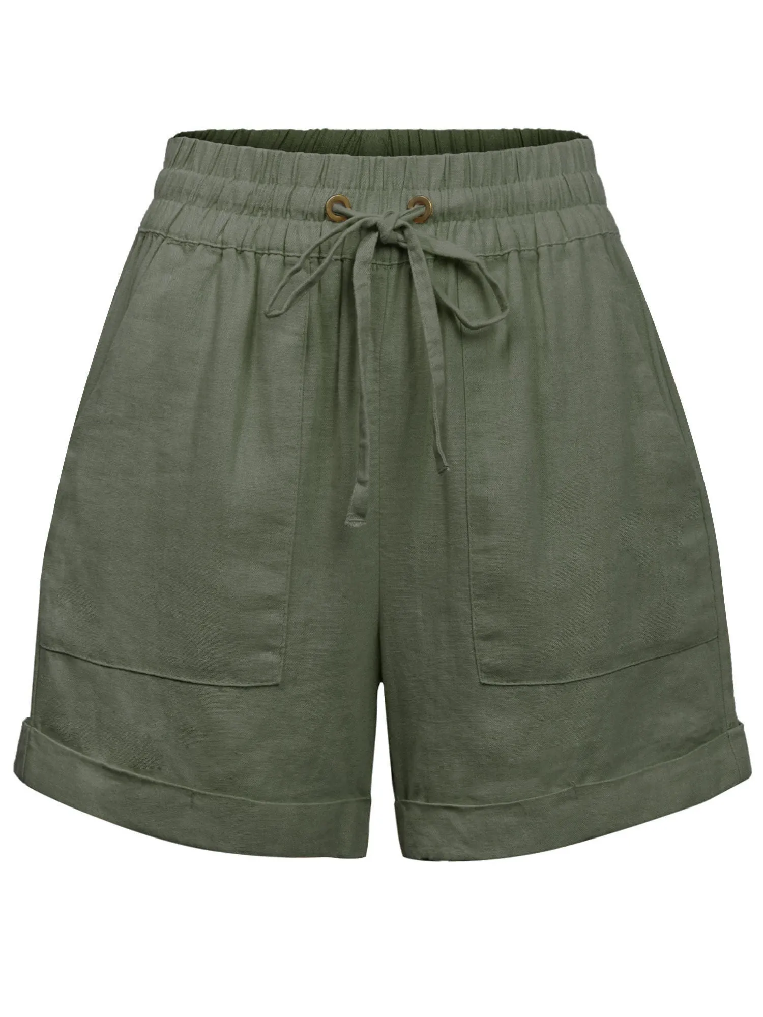 Womens Lightweight Linen Shorts with Drawstring and Pockets