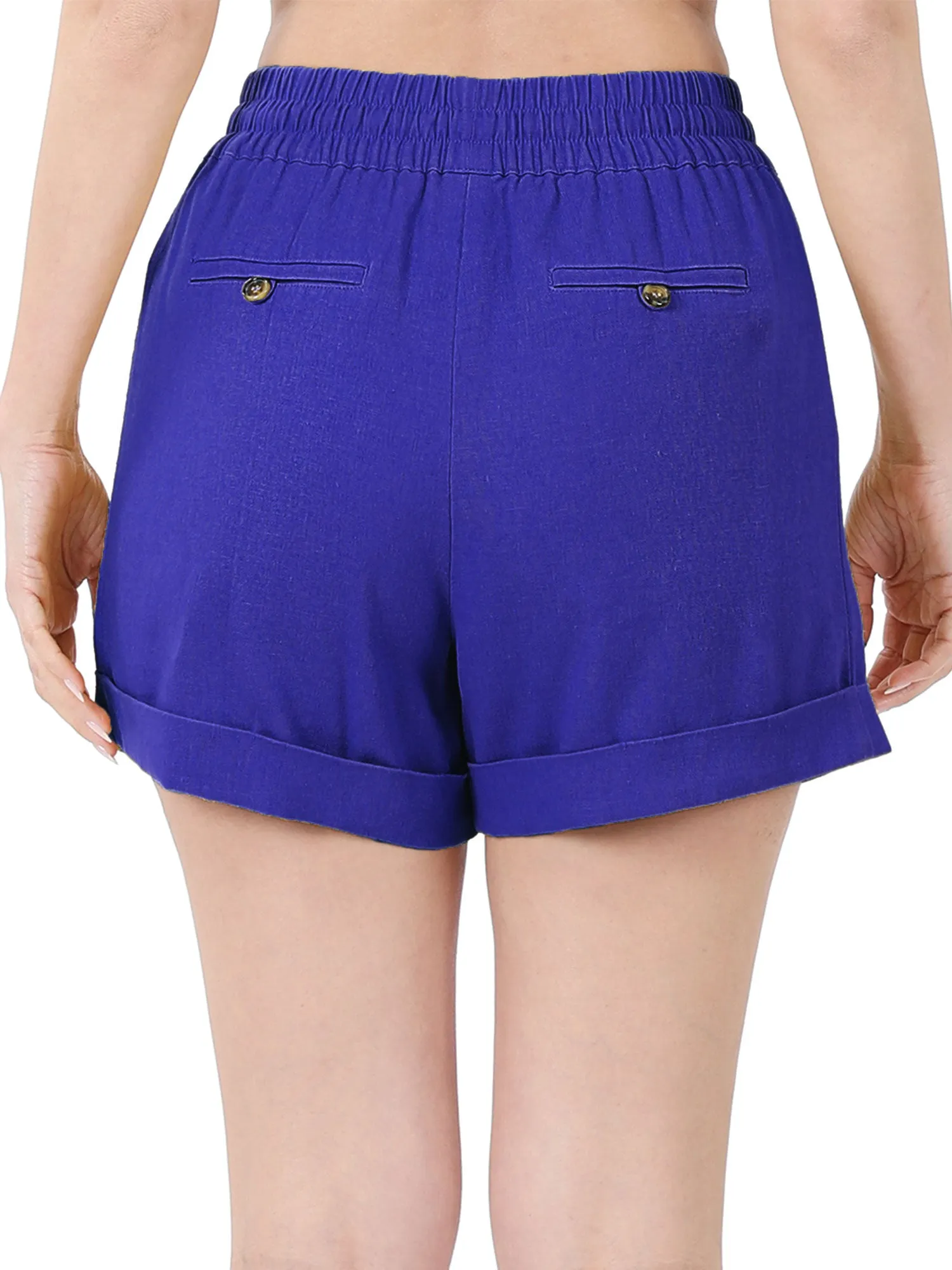 Womens Lightweight Linen Shorts with Drawstring and Pockets