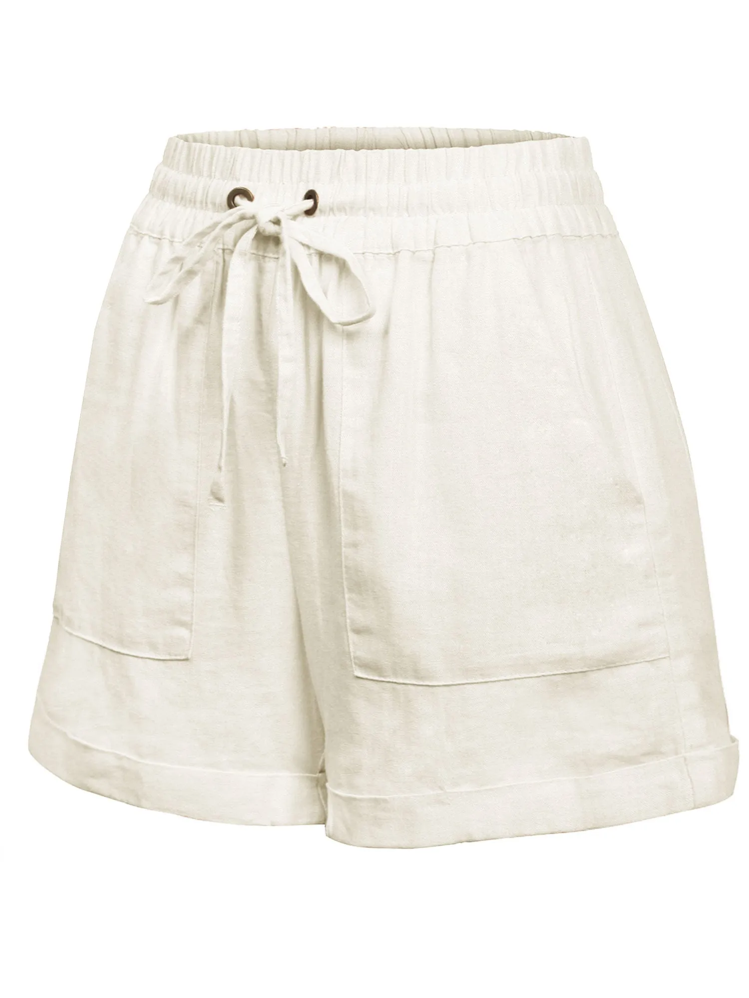 Womens Lightweight Linen Shorts with Drawstring and Pockets