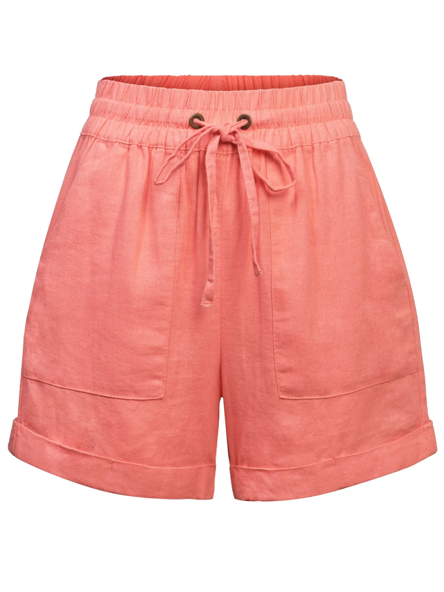 Womens Lightweight Linen Shorts with Drawstring and Pockets