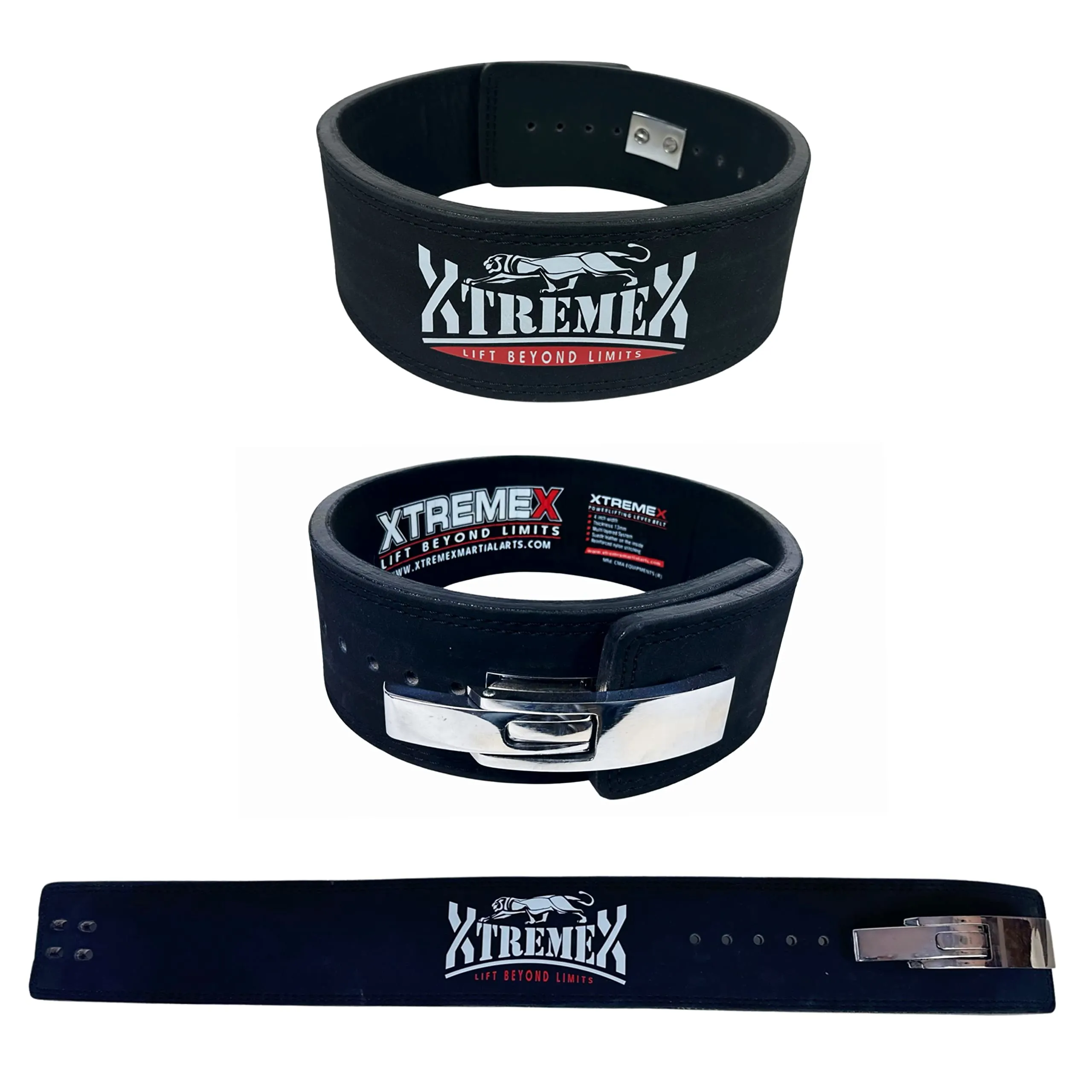 Xtremex 13mm Weightlifting Lever Belt Powerlifting Belt for Men and Women (M, BLACK)